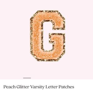 Stoney clover lane Peach Glitter Varsity Letter patch “G”